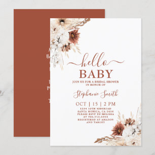 Burnt Orange Boho Baby Shower Girl Invitation