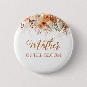 Burnt Orange Boho Fall Floral Mother Of The Groom 6 Cm Round Badge