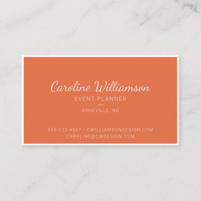  Burnt Orange Boho Floral Script Event Planner Business Card (Front)