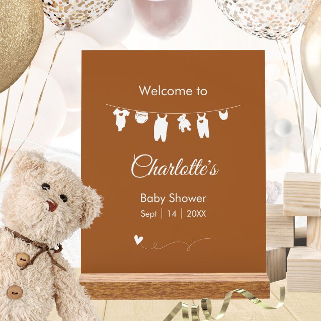 Burnt Orange Boho Minimalist Baby Shower Acrylic Sign (Burnt Orange Boho Minimalist Baby Shower Acrylic Sign ©Susanne Sachers - Sunny Mind 🌞)