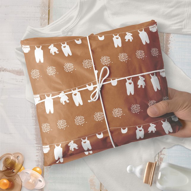 Burnt Orange Boho Minimalist Baby Shower Tissue Paper (Minimalist Cinnamon Gender Neutral Baby Shower Tissue Paper ©Susanne Sachers - Sunny Mind 🌞)