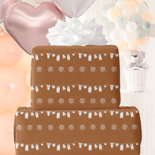 Burnt Orange Boho Minimalist Baby Shower Wrapping Paper