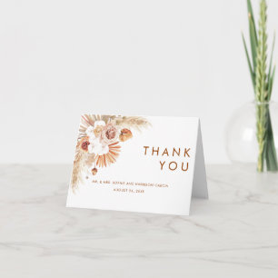 Burnt Orange Boho Pampas Grass Terracotta Thank You Card