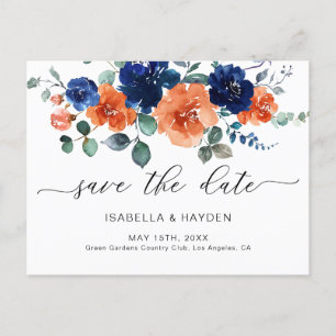 Burnt Orange Boho Pampas Terracotta Save The Date  Announcement Postcard