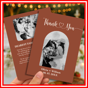 Burnt Orange Boho Terracotta Rustic Wedding Thank You Card