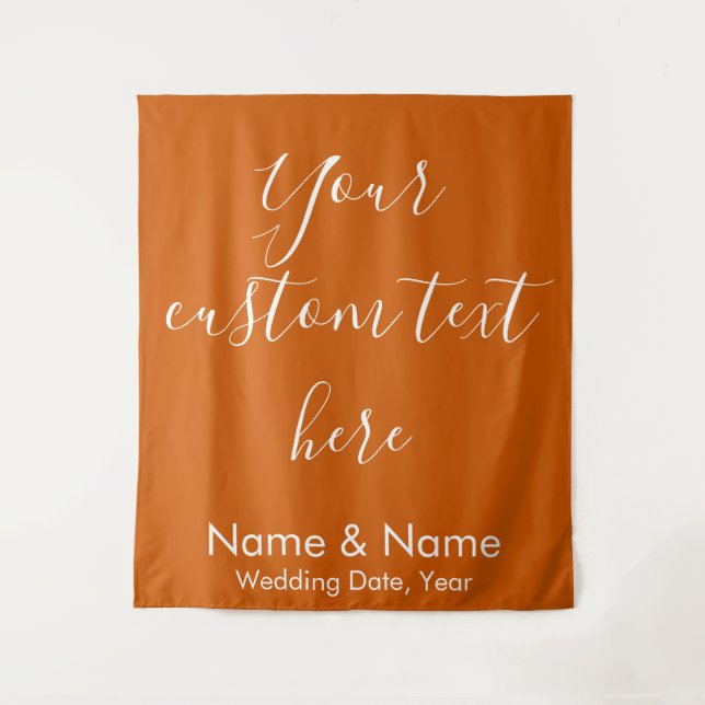 Burnt Orange Boho Wedding Backdrop Reception Booth Tapestry (Front)