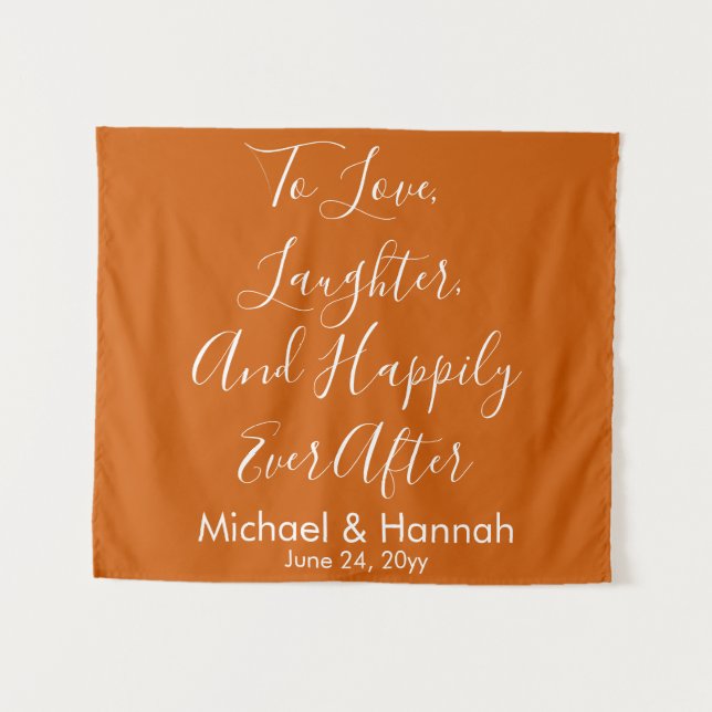 Burnt Orange Boho Wedding Backdrop Reception Prop Tapestry (Front (Horizontal))