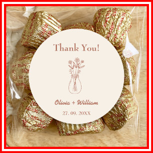 Burnt Orange Boho Wedding Favors Heart  Classic Round Sticker