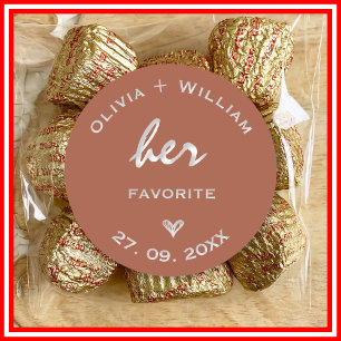 Burnt Orange Boho Wedding Favors Heart Classic Round Sticker
