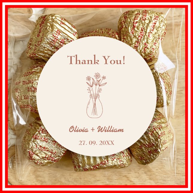 Burnt Orange Boho Wedding Favours Heart  Classic Round Sticker (Creator Uploaded)