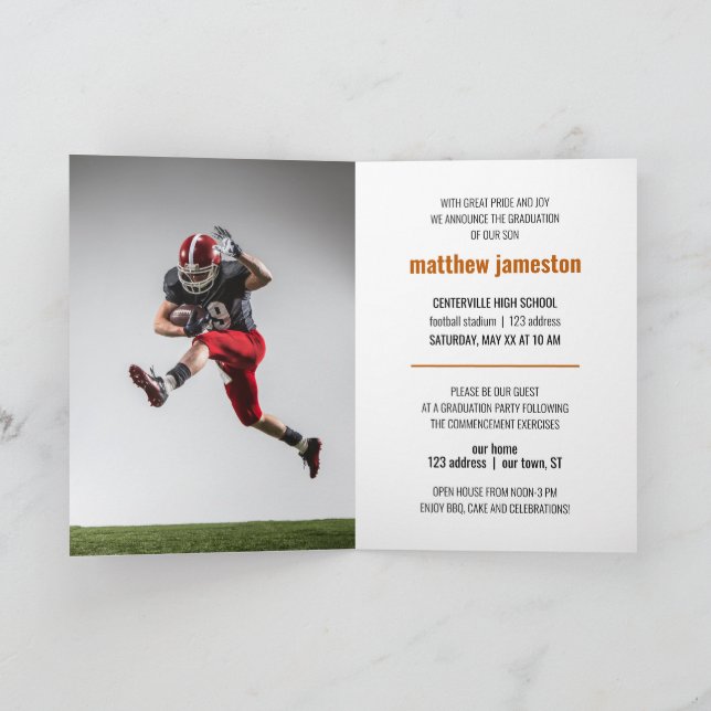 Burnt Orange Bold & Modern Photo Graduation Invitation (Inside)