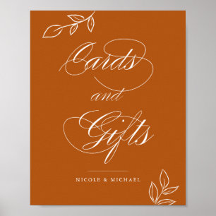 Burnt Orange Botanical Cards & Gifts Wedding Sign