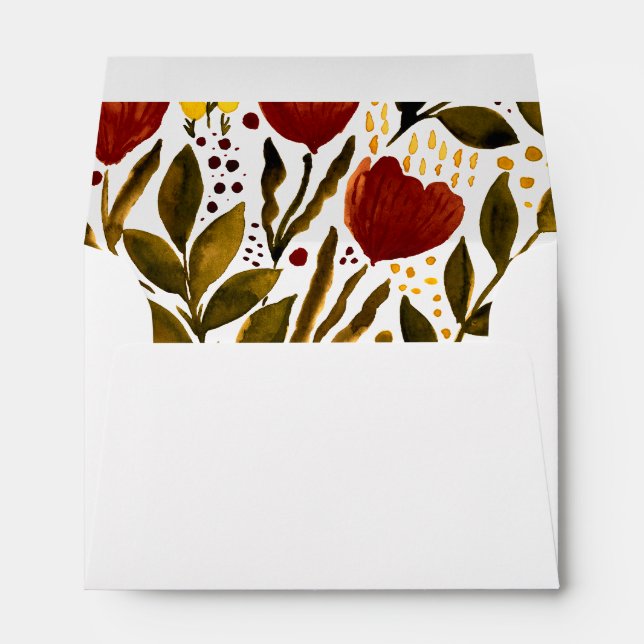 Burnt orange botanical floral illustration  envelope (Back (Bottom))