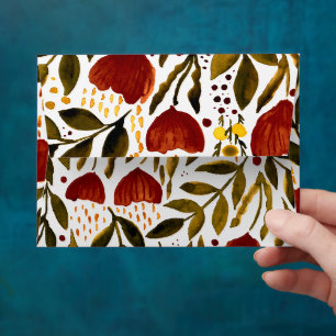 Burnt orange botanical floral illustration  envelope