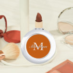 Burnt Orange Bridesmaid Initial and Name Compact Mirror<br><div class="desc">A personalised compact mirror for your wedding bridesmaid that has her initial and name on a trendy,  burnt orange colour background. Edit to replace initial and name. Select your compact mirror style.</div>