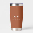 Burnt orange brown custom monogram initials name