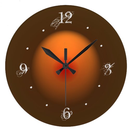 Image of Burnt Orange/Brown Illuminated Design Wall Clock