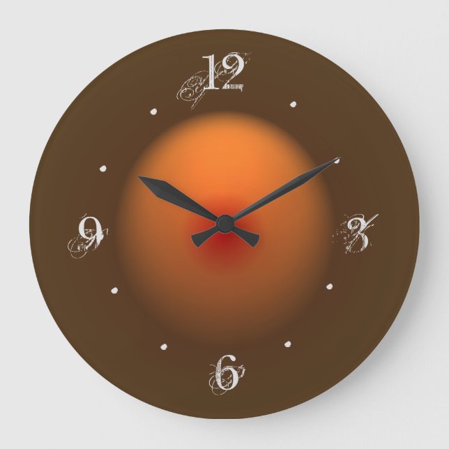 Burnt Orange/Brown Illuminated Design Wall Clock (Front)