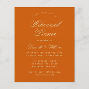 Burnt Orange Budget Rehearsal Dinner Invitation 