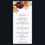 Burnt Orange Burgundy Fall Floral Rustic Wedding Menu<br><div class="desc">Rustic boho floral wedding menu featuring a watercolor painted floral bouquet with warm and earthy shades of burnt orange,  terracotta and deep burgundy along with some greenery.  This elegant menu with the rich shades of autumn is great for a fall wedding.</div>