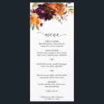 Burnt Orange Burgundy Fall Floral Rustic Wedding Menu<br><div class="desc">Rustic boho floral wedding menu featuring a watercolor painted floral bouquet with warm and earthy shades of burnt orange,  terracotta and deep burgundy along with some greenery.  This elegant menu with the rich shades of autumn is great for a fall wedding.</div>