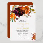 Burnt Orange Burgundy Floral Rustic Wedding Gold