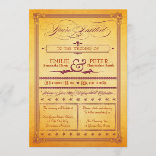 Burnt Orange Burgundy Poster Style Wedding Invite