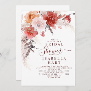 Burnt Orange Burgundy Terracotta Bridal Shower Inv Invitation