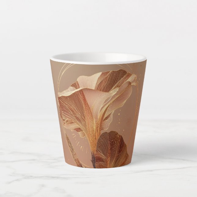 Burnt Orange Calla Lily Botanical Latte Mug (Front)