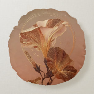 Burnt Orange Calla Lily Botanical Round Cushion