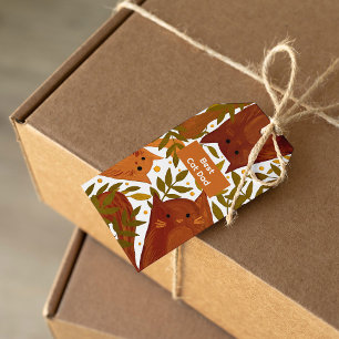 Burnt orange cat and branches Best cat dad Gift Tags