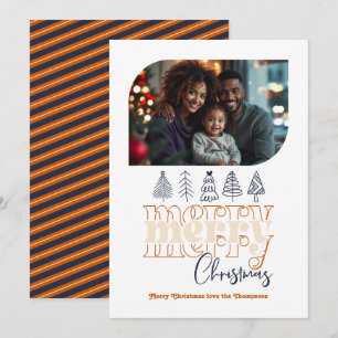 Burnt Orange Champagne & Navy Modern Retro Holiday