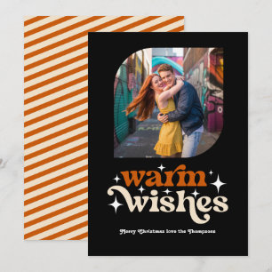 Burnt Orange & Champagne Retro Christmas Photo Holiday Card