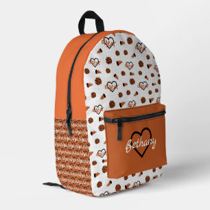 Burnt Orange Cheer Hearts, Pom Poms, Megaphone Printed Backpack