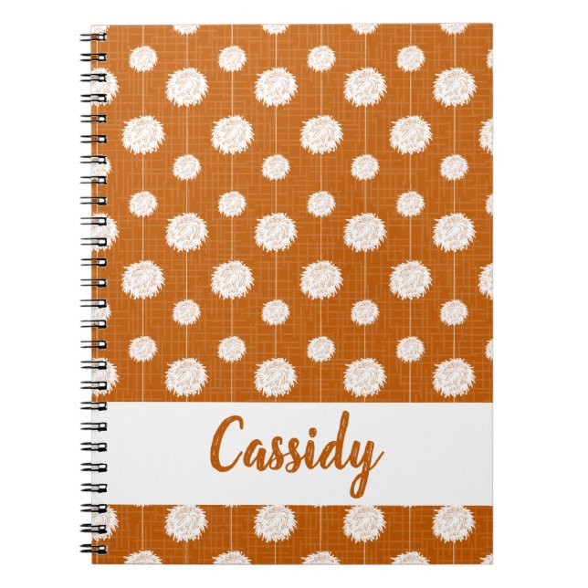 Burnt Orange Cheerleader Pom Pom Pattern Notebook (Front)
