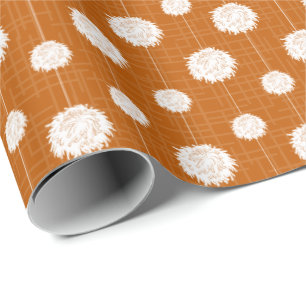 Burnt Orange Cheerleader Pom Pom Pattern Wrapping Paper