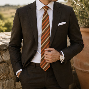 Burnt Orange & Chocolate Brown Diagonal Striped Tie