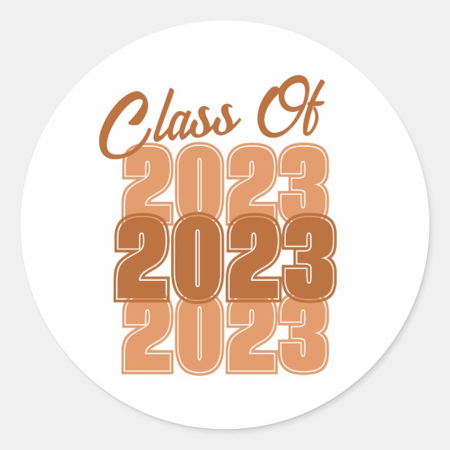 Burnt Orange Class of Graduation Classic Round Sticker (Front)