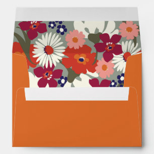 Burnt Orange Colorful Autumn Large Flower Wedding  Envelope