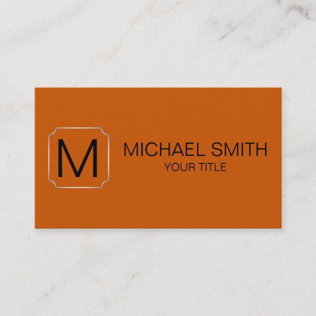 Burnt orange colour background business card (Front)