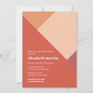 Burnt Orange Colour Block Bridal Shower Party Invitation