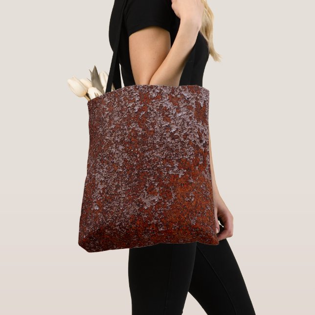 Burnt Orange Copper Rusted Metal Texture Tote Bag (Close Up)