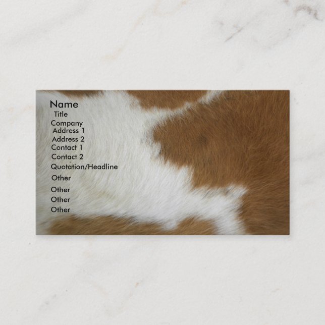 Burnt orange cowhide business card (Front)