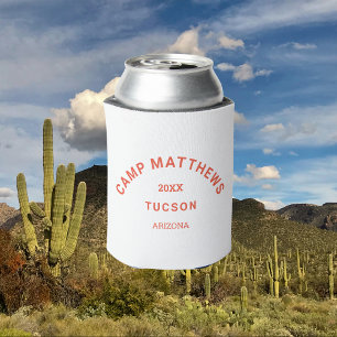 Burnt Orange Crest Family Camping Trip Can Cooler
