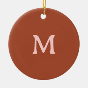 Burnt Orange Custom Monogram  Ceramic Tree Decoration