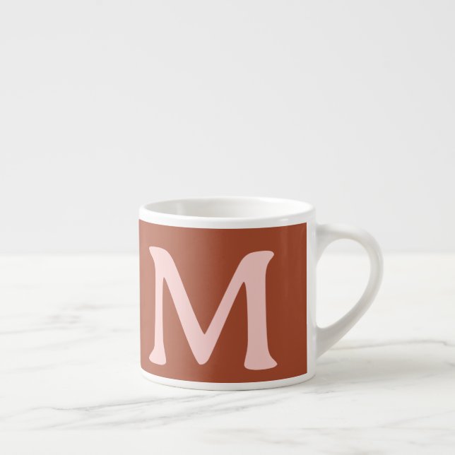 Burnt Orange Custom Monogram  Espresso Cup (Right)