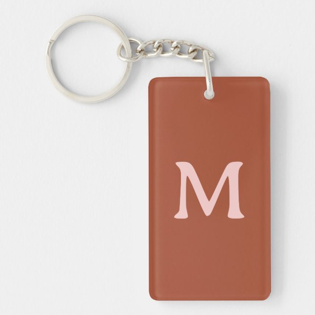 Burnt Orange Custom Monogram  Key Ring (Front)