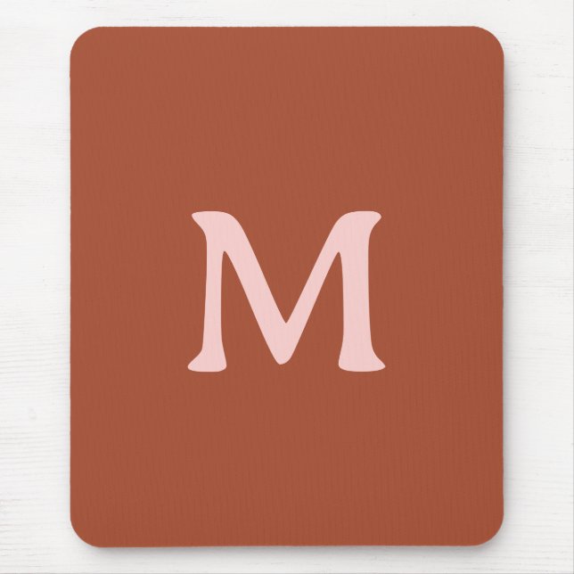 Burnt Orange Custom Monogram  Mouse Mat (Front)