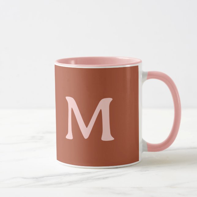 Burnt Orange Custom Monogram  Mug (Right)