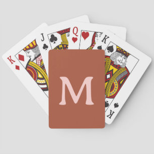 Burnt Orange Custom Monogram  Playing Cards